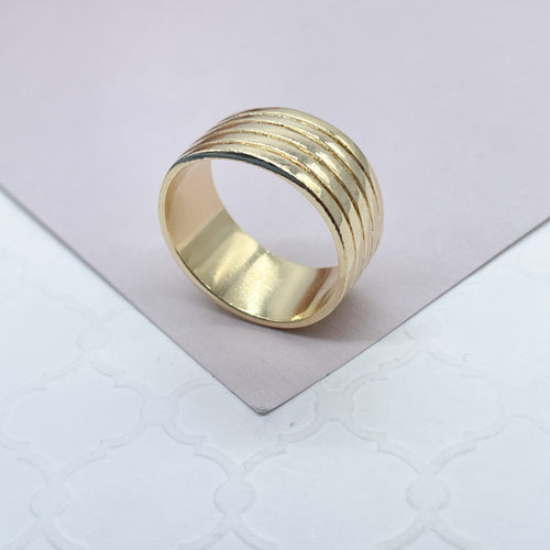 18k Plain Gold Filled Five Rowed Band Ring