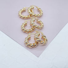 Load image into Gallery viewer, 18k Gold Filled Twisted Croissant Hoop Earrings
