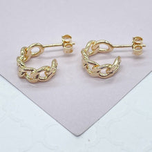 Load image into Gallery viewer, Dainty 18k Gold Filled Push Back Lose Link Baby C Hoop Earrings
