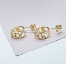 Load image into Gallery viewer, Dainty 18k Gold Filled Push Back Lose Link Baby C Hoop Earrings

