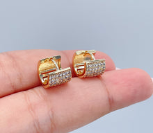 Load image into Gallery viewer, 18k Gold Filled Tiny Micro Pave Cubic Zirconia Hoop Earrings
