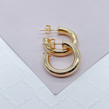 Load image into Gallery viewer, 18k Gold Filled 4mm Wide Simple Open Hoop Earrings Available 20mm and 25mm
