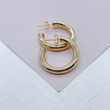 Load image into Gallery viewer, 18k Gold Filled 4mm Wide Simple Open Hoop Earrings Available 20mm and 25mm
