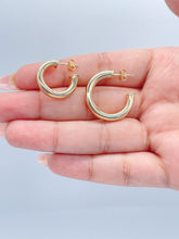 Load image into Gallery viewer, 18k Gold Filled 4mm Wide Simple Open Hoop Earrings Available 20mm and 25mm
