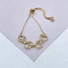 Load image into Gallery viewer, 18k Gold Filled Adjustable Micro Pave Cubic Zirconia Heart Bracelet Wholesale Jewelry Supplier
