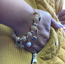 Load image into Gallery viewer, 18k Gold Filled Lucky Charms Featuring Hamsa Clover Elephant Chili Pearl Peace Sign
