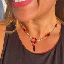 Load image into Gallery viewer, 18k Gold Filled Azabache Hand Set With Red and Black Beads
