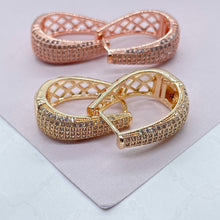 Load image into Gallery viewer, 18k Gold Filled Clear Pave Oval Earrings
