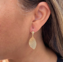 Load image into Gallery viewer, 18k Gold Filled Flat Leaf Dangling Earrings
