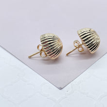Load image into Gallery viewer, 18k Gold Filled Half Sphere Umbrella Textured Earrings
