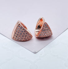 Load image into Gallery viewer, 18k Gold Filled Small Children’s Micro Pave Cubic Zirconia Hoop Earrings
