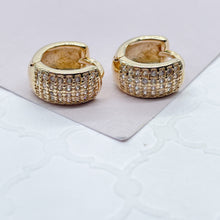 Load image into Gallery viewer, 18k Gold Filled Extra Small Pave Cubic Zirconia Hoop Earrings
