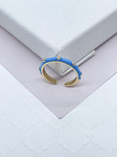 Load image into Gallery viewer, 18k Gold Filled Colorful Enamel Stackable Rings With Small Stones
