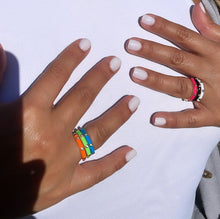 Load image into Gallery viewer, 18k Gold Filled Colorful Enamel Stackable Rings With Small Stones
