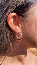 Load image into Gallery viewer, 18k Gold Filled 4mm Wide Simple Open Hoop Earrings Available 20mm and 25mm
