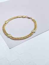 Load image into Gallery viewer, 18k Gold Filled Cuban Chain Link Bracelets With Hearts Engraved To It
