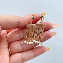 Load image into Gallery viewer, 18k Gold Filled Dangling Earrings With Dangling Pearls
