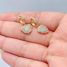 Load image into Gallery viewer, 18k Gold Filled Pave heart Earrings
