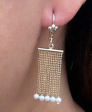 Load image into Gallery viewer, 18k Gold Filled Dangling Earrings With Dangling Pearls
