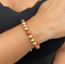 Load image into Gallery viewer, 18k Gold Filled Venturina and Gold Beads Adjustable Bracelet
