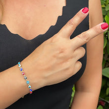 Load image into Gallery viewer, 18k Gold Filled Colorful Evil Eye Adjustable Bracelet
