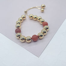 Load image into Gallery viewer, 18k Gold Filled Venturina and Gold Beads Adjustable Bracelet
