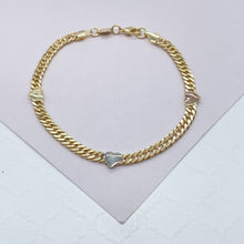 Load image into Gallery viewer, 18k Gold Filled Cuban Chain Link Bracelets With Hearts Engraved To It
