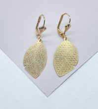 Load image into Gallery viewer, 18k Gold Filled Flat Leaf Dangling Earrings
