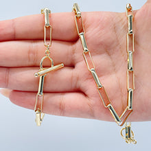 Load image into Gallery viewer, 18k Gold Filled Smooth Long Paper Clip Set With Toggle Enclosure
