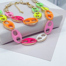 Load image into Gallery viewer, 18k Gold Filled XXL Thick Colorful Mariner Link Set
