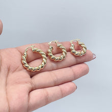 Load image into Gallery viewer, 18k Gold Filled Twisted Croissant Hoop Earrings
