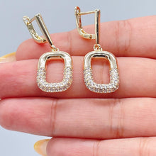 Load image into Gallery viewer, 18k Gold Filled Soft Edged Square Pave Earring
