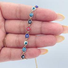 Load image into Gallery viewer, 18k Gold Filled Colorful Evil Eye Adjustable Bracelet
