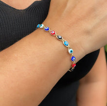 Load image into Gallery viewer, 18k Gold Filled Colorful Evil Eye Adjustable Bracelet
