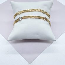 Load image into Gallery viewer, 18k Gold Filled Cuban Chain Link Bracelets With Hearts Engraved To It
