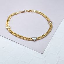 Load image into Gallery viewer, 18k Gold Filled Cuban Chain Link Bracelets With Hearts Engraved To It
