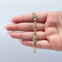 Load image into Gallery viewer, 18k Gold Filled Mariner Link Bracelet With Guadalupe Charm Stamped To It Wholesale Jewelry Supplies
