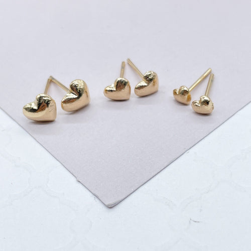 18k Gold Filled Simple Baby Heart Earrings Wholesale Jewelry Supplies