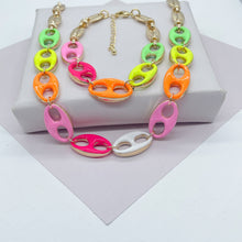 Load image into Gallery viewer, 18k Gold Filled XXL Thick Colorful Mariner Link Set
