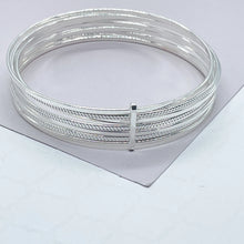 Load image into Gallery viewer, 18k Silver Filled Silver Bangle Bracelet With Smooth and Textured Thin Layers
