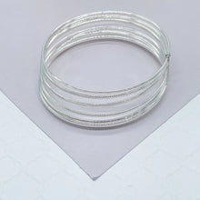 Load image into Gallery viewer, 18k Silver Filled Silver Bangle Bracelet With Smooth and Textured Thin Layers
