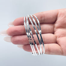 Load image into Gallery viewer, 18k Silver Filled Bangle With Thin Smooth Layers
