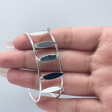 Load image into Gallery viewer, 18k Silver Filled See Through Bangle Bracelet, Patterned With Silver Pieces &amp; Zirconia
