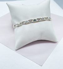 Load image into Gallery viewer, 18k Silver Filled Link Bracelet Patterned With Zirconia
