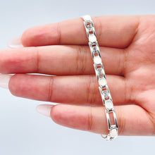 Load image into Gallery viewer, 18k Silver Filled Link Bracelet Patterned With Zirconia
