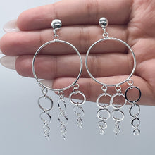 Load image into Gallery viewer, Silver Filled Modern Circle Drop Earrings
