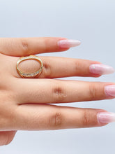 Load image into Gallery viewer, 18k Gold Filled Oval Ring Surrounded with Micro Pave Zirconia Stones Wholesale Jewelry Supplies
