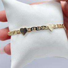 Load image into Gallery viewer, 18k Gold Filled Mariner Link Bracelet With Stamped HeartsWholesale Jewelry Supplies
