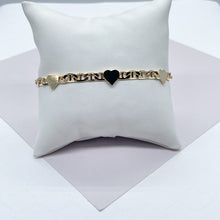 Load image into Gallery viewer, 18k Gold Filled Mariner Link Bracelet With Stamped HeartsWholesale Jewelry Supplies
