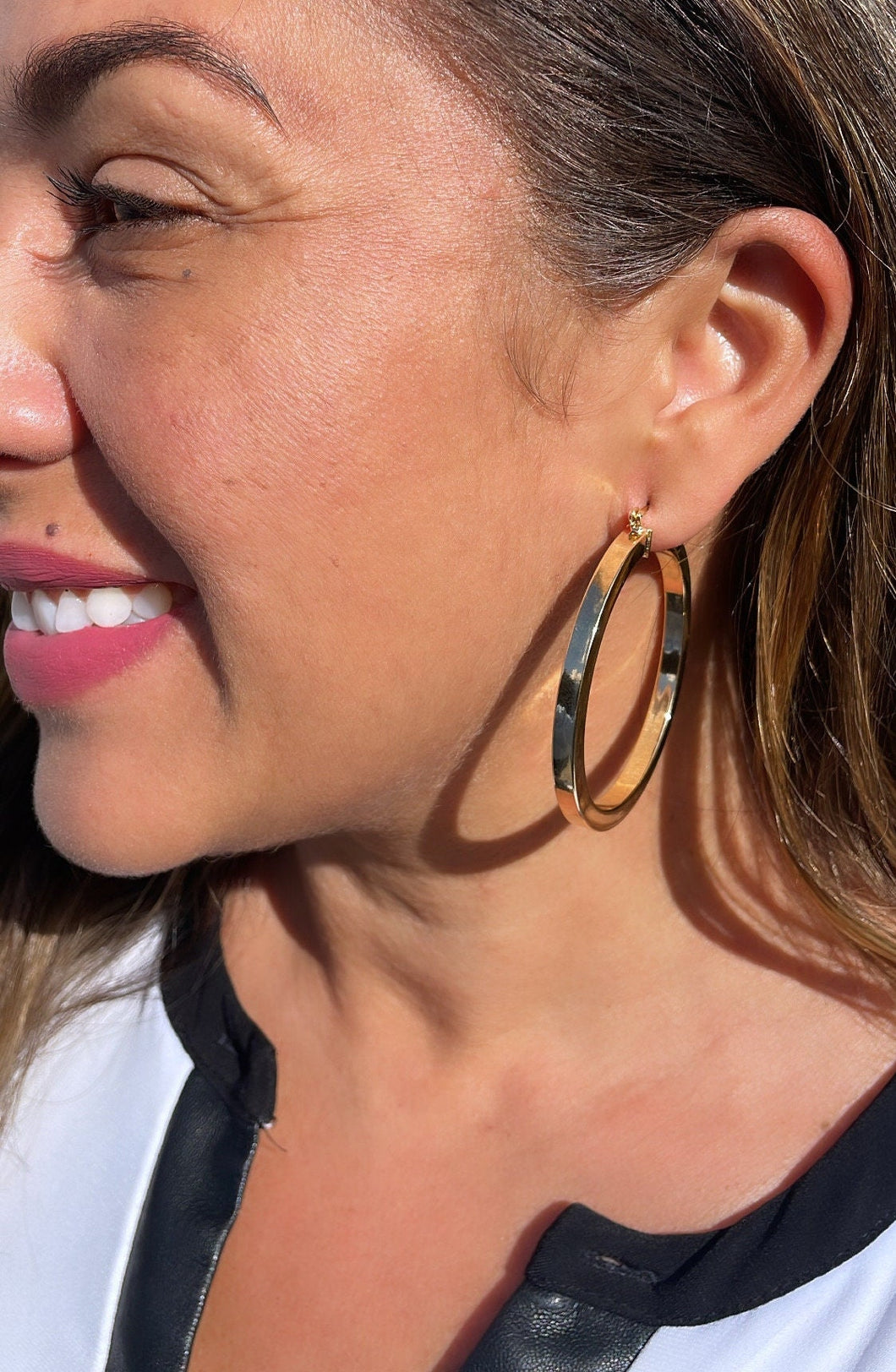 18k Gold Filled Large Sharpe Edged Plain Hoop EarringsWholesale Jewelry Supplies